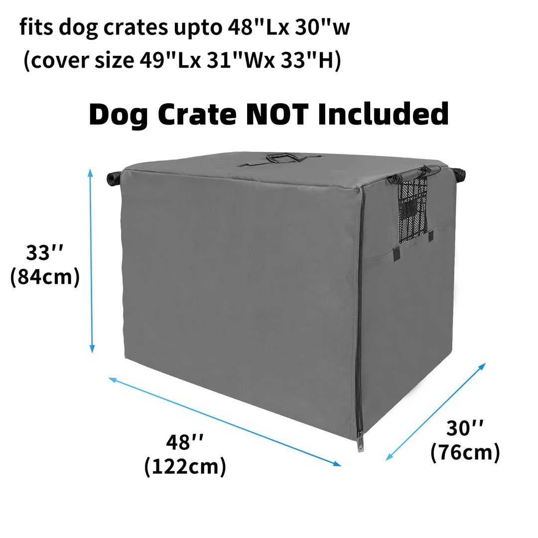 Dog Crate Cover 48 inch XL Dog Kennel Outside Cover, Big Dog Cage for Large Dogs Wire with1 2 3 Doors, Waterproof 600D Oxford Fabric Indoor/Outdoor Gray(Dog Crate NOT Included)