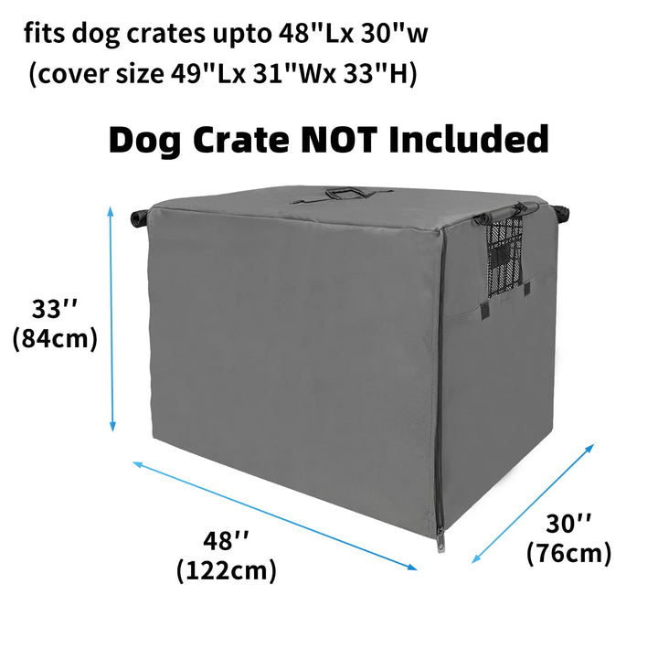 Dog Crate Cover 48 inch XL Dog Kennel Outside Cover, Big Dog Cage for Large Dogs Wire with1 2 3 Doors, Waterproof 600D Oxford Fabric Indoor/Outdoor Gray(Dog Crate NOT Included)