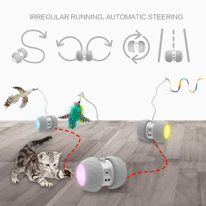 Interactive Dog Ball Toys,Durable Motion Activated Automatic Rolling Ball Toys for Puppy/Small/Medium Dogs,USB Rechargeable (Inteactive Cat Toy(Grey))