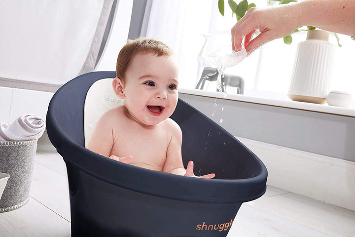 BEABA by Shnuggle Baby Bath Tub with Little Baby Bum Bump Support and Cozy Foam Back Rest, Baby Tub, Infant Bathtub, Baby Essentials 0-12Mths Midnight