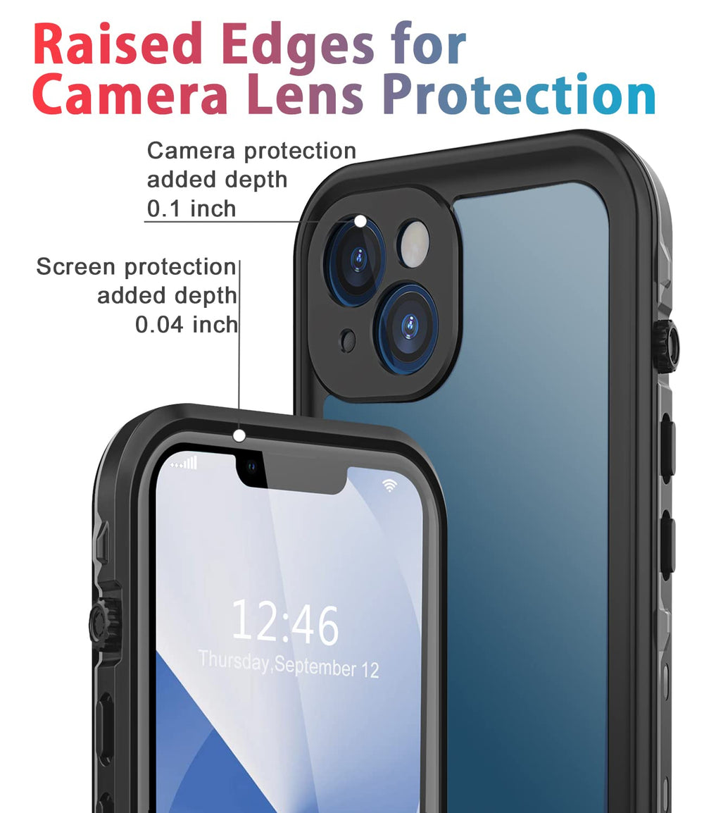 for iPhone 13 Case Waterproof Shockproof Dustproof Full-Body Sturdy with Camera Lens Protector and Built-in Screen Protector,Underwater Full Sealed Cover Protective for iPhone 13(Black)