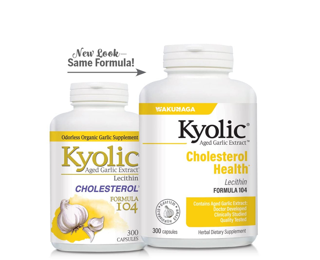 Aged Garlic Extract Formula 104 Cholesterol Health, 300 Capsules (Packaging May Vary)