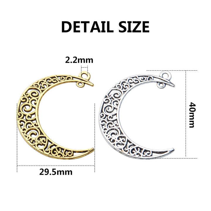 40pcs Hollow Moon Charms Crescent Moon Pendants Celestial Charms Crafts Supplies for DIY Bracelet Necklace Jewelry Making Accessory