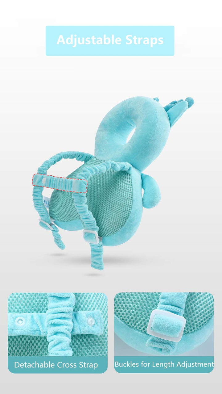 Head Safety Protector Pad for Baby Toddler Walker,Infant Talking Head Protection Backpack Cushion (Z Light Blue Elephant Sets)