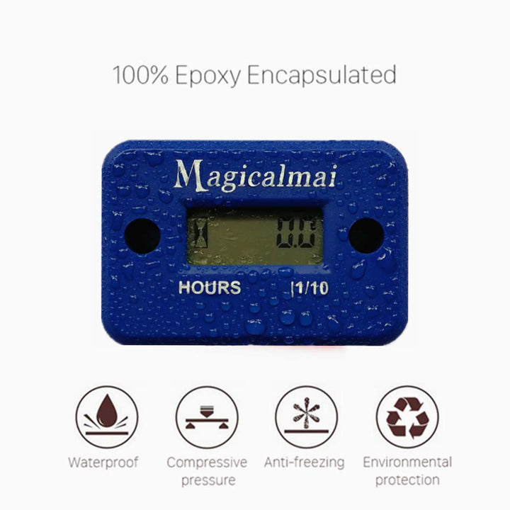 Inductive Hour Meter for Gas Engine Generator Lawn Mower Pressure Washer Marine ATV Boat Outboard Motor Dirt Bike Motorcycle Waterproof Hr Meters - Blue