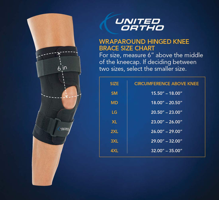 Wraparound Hinged Knee Brace, Medium, Black