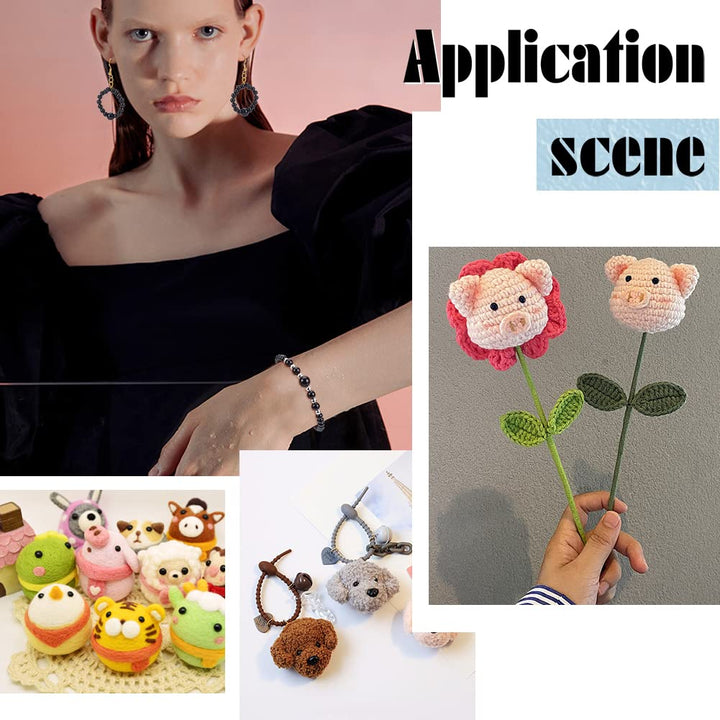 1380pcs Plastic Craft Beads, 5 Sizes Black Round Eyes for Doll Making, Amigurumi, Crochet, Bracelet Jewelry Making