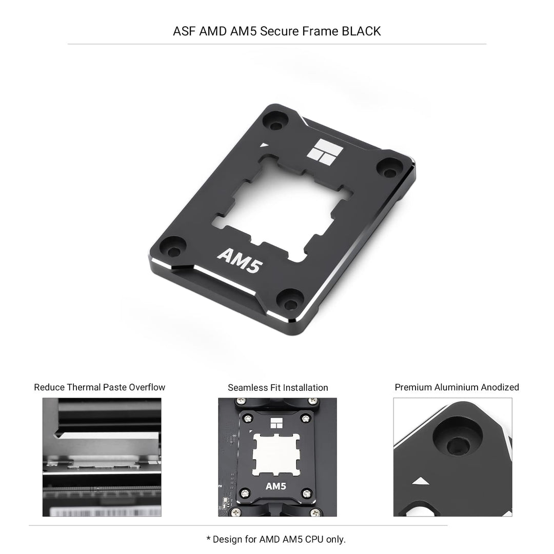 ASF-Black AM5 CPU Holder, Corrective Anti-Bending Fixing Frame, AM5 Full-fit Fixed Non-Marking Mounter, AM5 Anti-Bending Contact Frame, CPU Cooler Standard