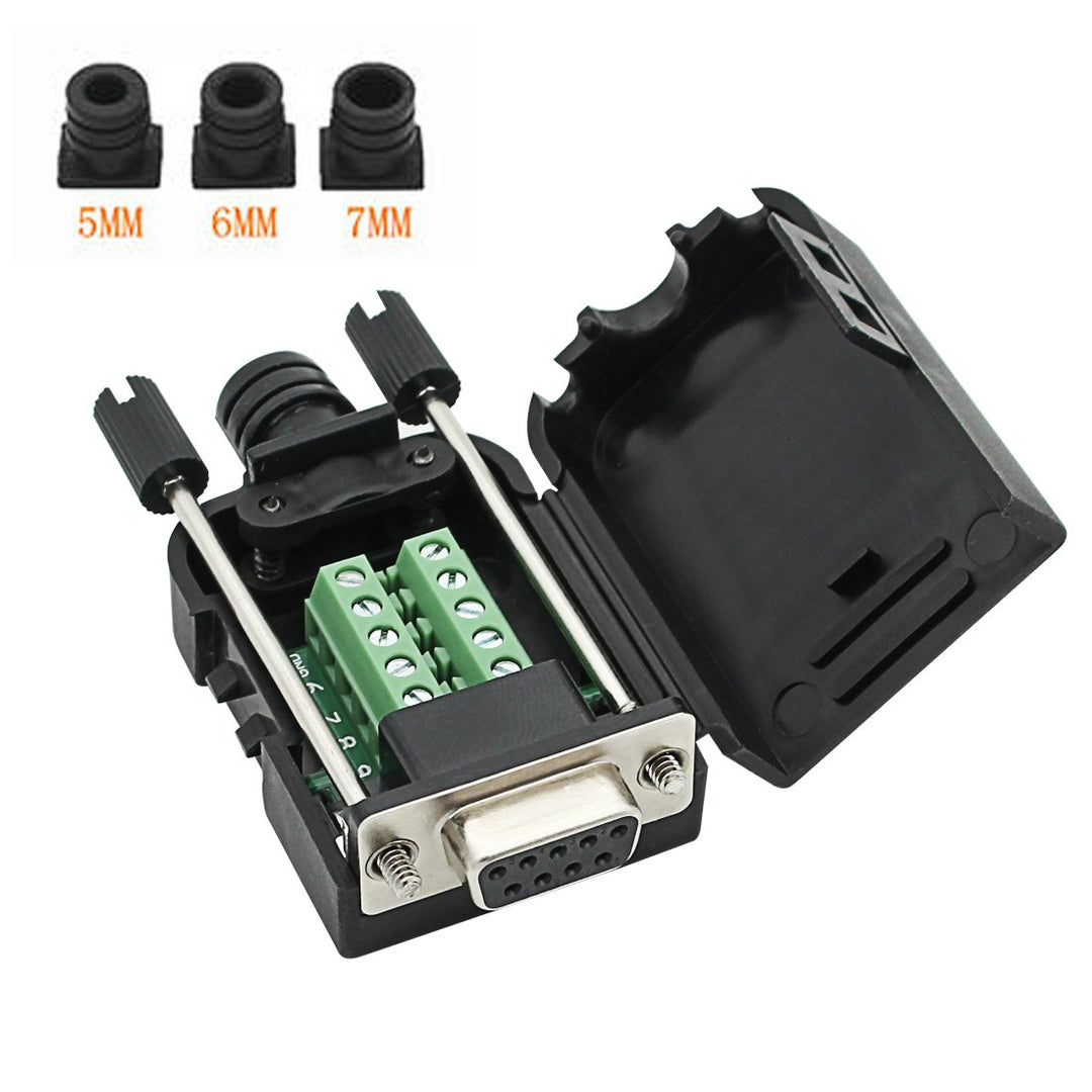 DB9 Breakout Connector DB9 RS232 D-SUB Female and Male Adapter 9-pin Port Adapter to Terminal Connector Signal Module with case(Female Connector,Male Connector DB9 5+5 with case)