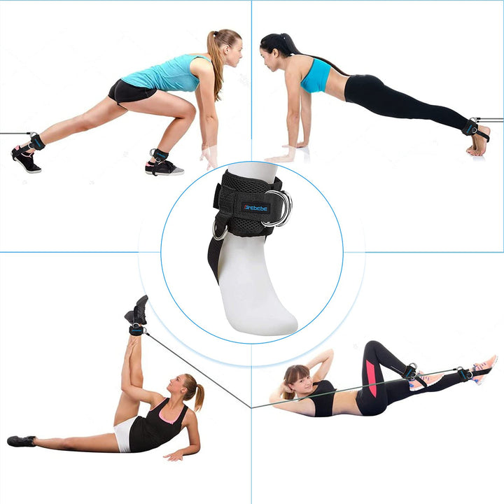 1 Pair Fitness Ankle Strap for Cable Machine, Adjustable Women Men Ankle Strap Kickbacks with Fixed Rope, Foot Legs Muscle Strength Exercises, Gym Hips Workouts Thighs Power Trainer (black)