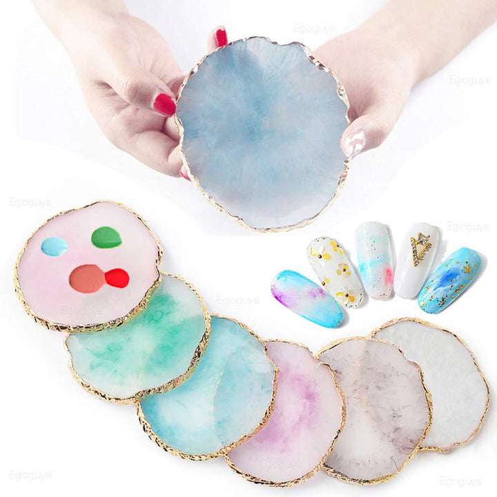 1 Pack Natural Resin Agate Phnom Penh Nail Glue Palette Crystal Edge Shooting Props Toning Works Display Board Tool (Light gray)