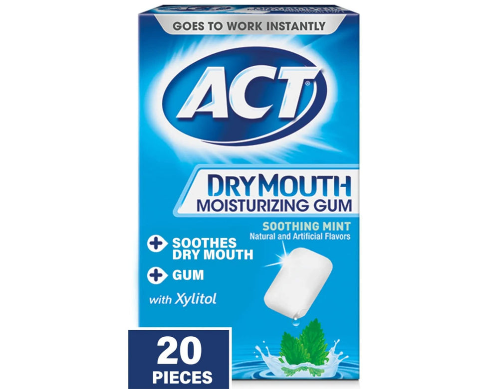 Dry Mouth Moisturizing Gum, Soothing Mint, Sugar Free, 20 Count (Pack of 3)