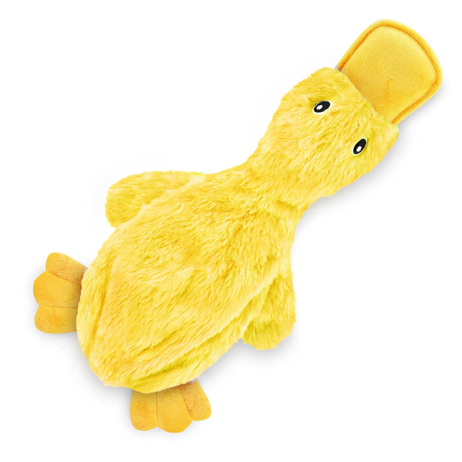Crinkle Dog Toy for Small, Medium, and Large Breeds, Cute No Stuffing Duck with Soft Squeaker, Fun for Indoor Puppies and Senior Pups, Plush No Mess Chew and Play - Yellow