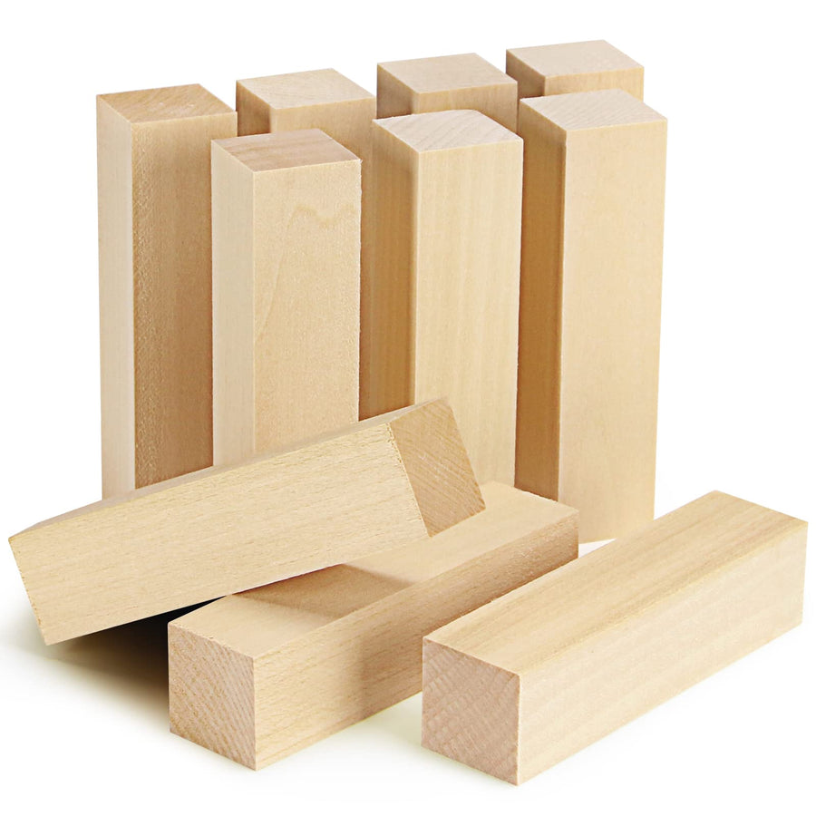10 Pack Basswood Carving Blocks, 4 X 1 X 1 Inches Soft Solid Wooden Blocks, Unfinished Wood Whittling Blocks for Carving and Whittling, Beginner, Expert