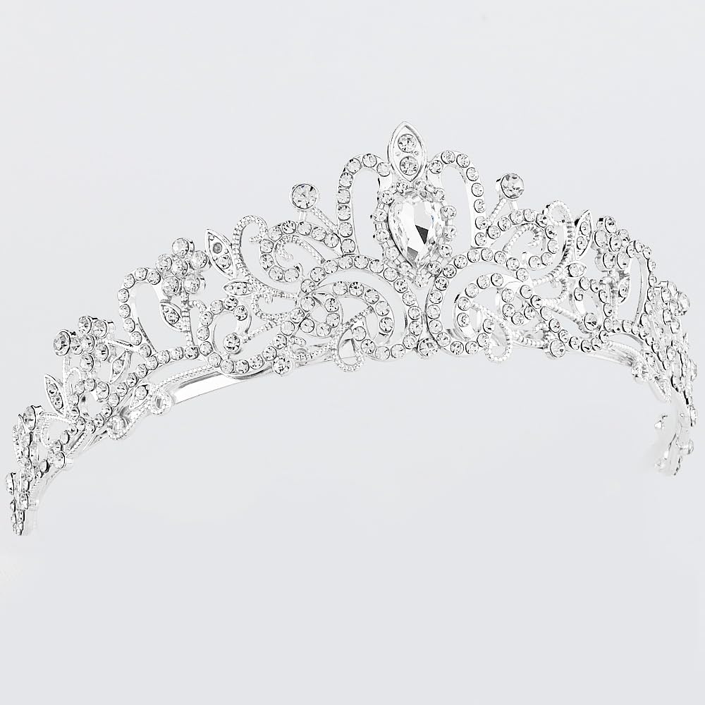 Silver Crystal Tiara Crowns For Women Girls Princess Elegant Crown with Combs Women's Headbands Bridal Wedding Prom Birthday Party Headbands for Women