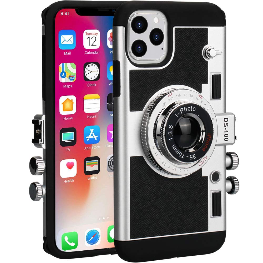 Emily in Paris Phone Case for iPhone 13 Pro Max Camera Case Vintage Cover Cute 3D Cool Unique Design Silicone Case with Removable Neck Strap Lanyard for Girls Women Black