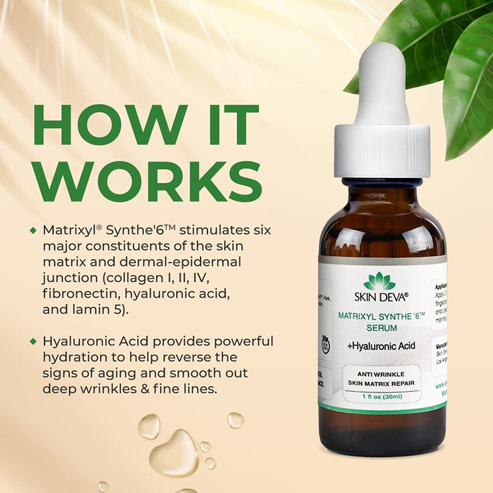 Matrixyl Synthe 6 Hyaluronic Acid Serum Anti Aging Serum Facial Serum Shrinks Pores and Keeps Skin Hydrated