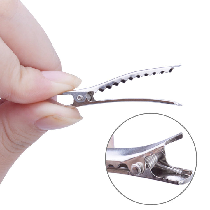 100 Pieces Metal Alligator Hair Clips Pins with Teeth,Length 4.5cm,Blank Silver