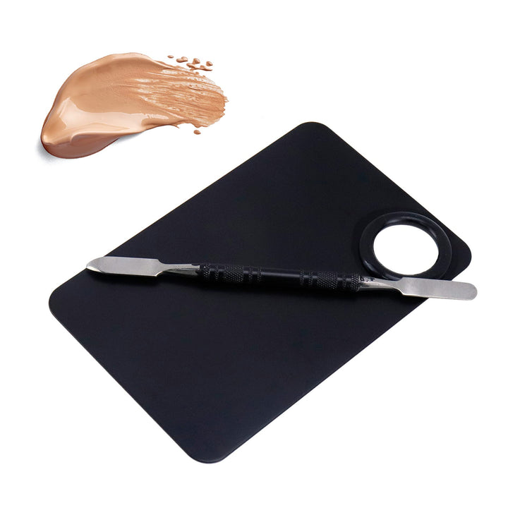 Stainless Steel Cosmetic Makeup Palette,Makeup Mixing Palette Stainless Steel Makeup Palette Cosmetic Palette with Spatula Tool Makeup Art Tool for Blending Cosmetic Foundation Shades,Black