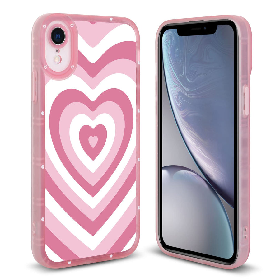 Soft Case for iPhone XR All Round Shock Absorption Protection Flexible TPU Cover with Pink Heart Design Anti-Scratch Slim iPhone XR Case for Women Girls - Pink