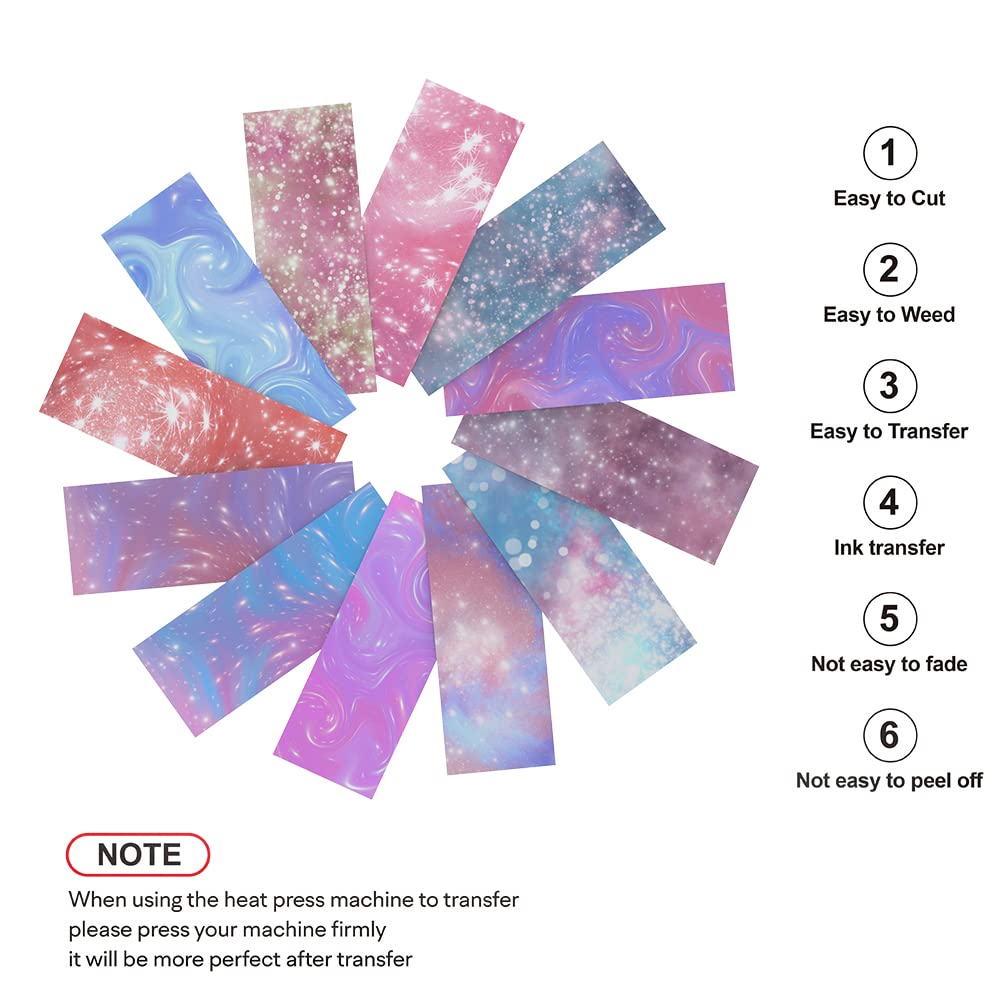 Transfer Ink Sheets 12pcsSet,4.5 inch x12 inch -starry sky Sublimation Transfer Paper compatible with Cricut Joy Mug Press, Transfer Ink Sheets for DIY T-Shirts Mug Tote Bags