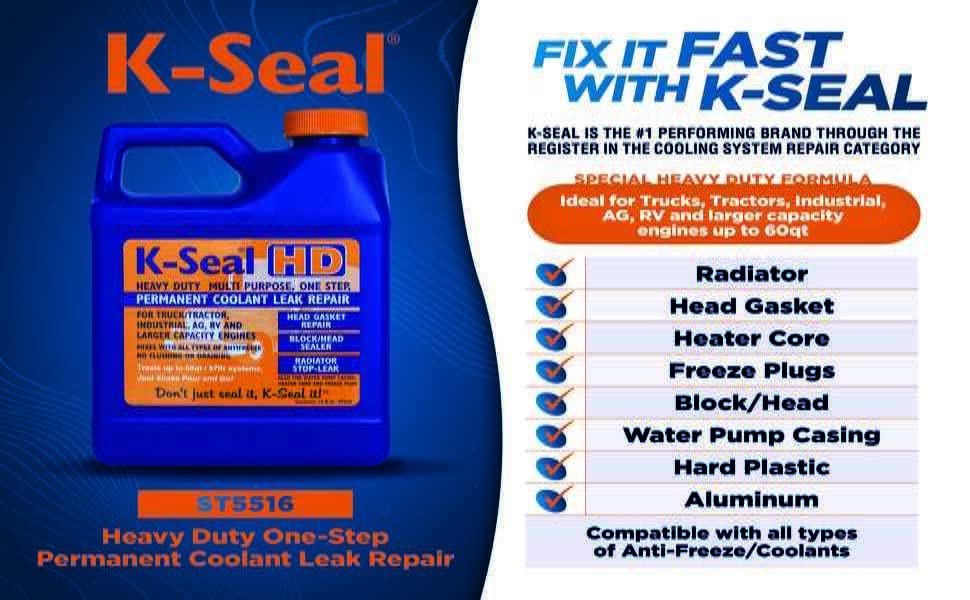 ST5516 Heavy-Duty Multi-Purpose One Step Permanent Coolant Leak Repair, 16 oz, Pour and Go, Mixes with All Antifreeze, No Flushing Required
