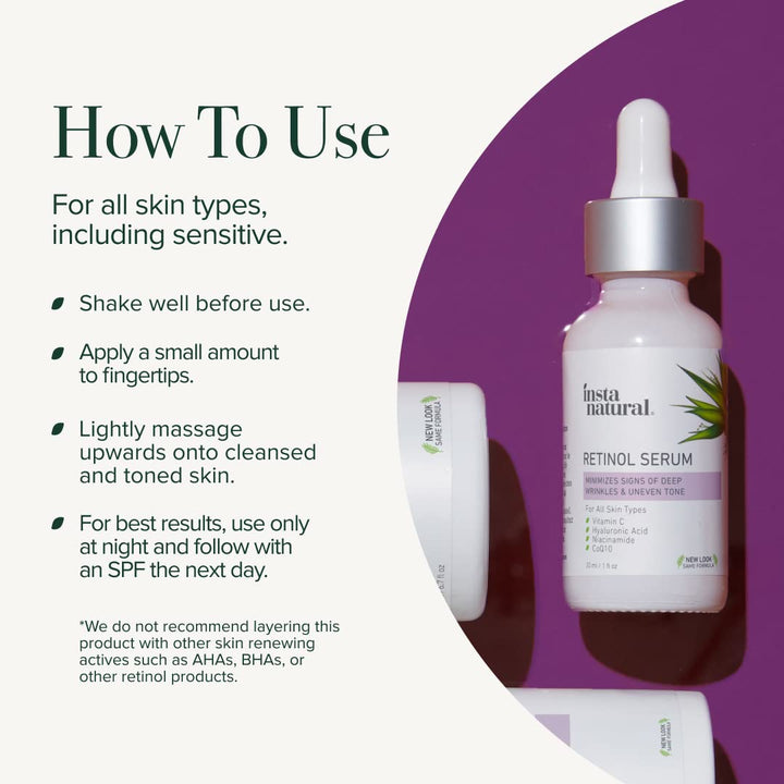 Retinol Serum for Face with Niacinamide, Vitamin C, and Hyaluronic Acid, Anti Aging for Firmer Skin, Lines & Wrinkles & Brightening Serum