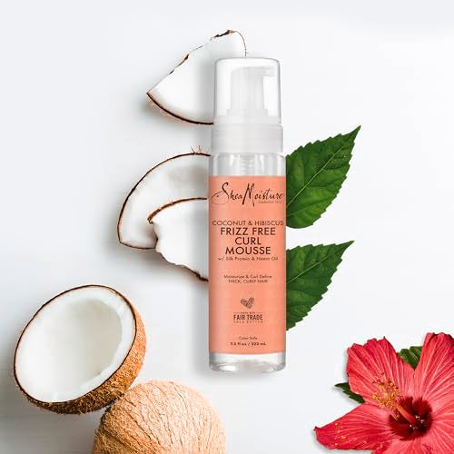 Curl Mousse Coconut and Hibiscus for Frizz Control Styling Mousse with Shea Butter 7.5 oz