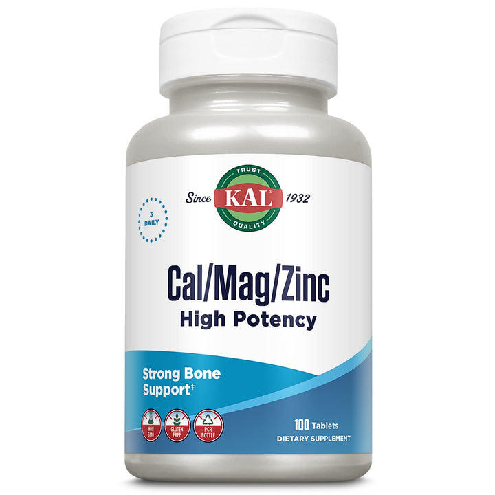 Cal/Mag/Zinc | 1000mg Calcium, 400mg Magnesium & 15mg Zinc | Bone, Muscle, Heart & Immune Support | 100ct, 33 Serv