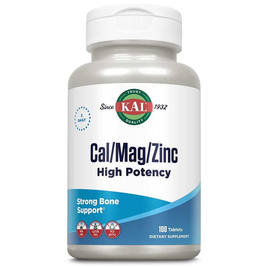 Cal/Mag/Zinc | 1000mg Calcium, 400mg Magnesium & 15mg Zinc | Bone, Muscle, Heart & Immune Support | 100ct, 33 Serv