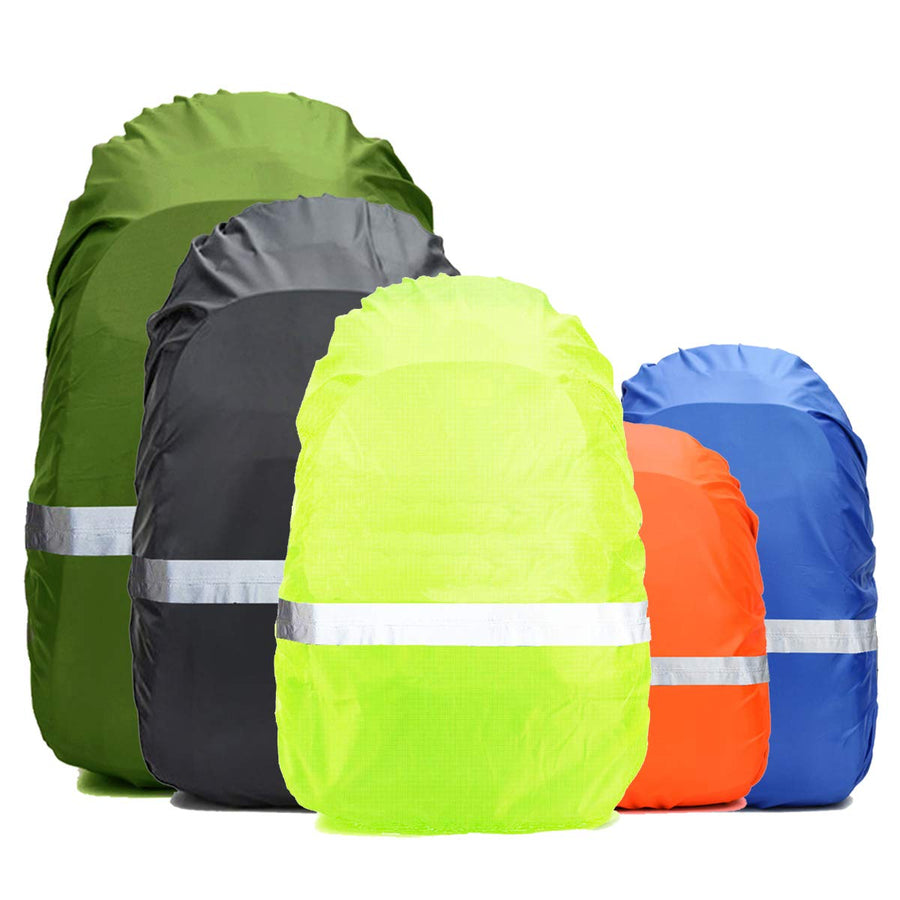 Hi-Visibility Backpack Rain Cover with Reflective Strip 100% Waterproof Ultralight Backpack Cover, Storage Pouch, Anti-Slip Cross Buckle Strap, for Hiking, Camping, Biking, Outdoor, Traveling
