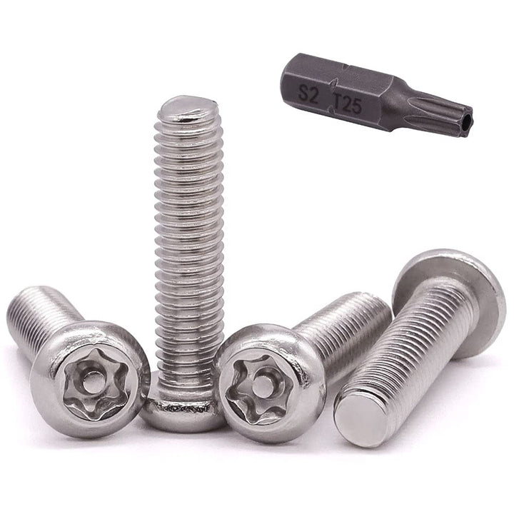 M3-0.5 x 6mm 100 PCS Button Head Torx Security Machine Screws Bolts 304 Stainless Steel 18-8 Tamper Resistant Screws with a Torx Driver Bit, Full Thread, Bright Finish