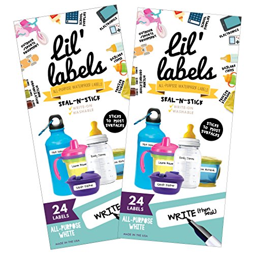 , Write-On Food Labels, Waterproof Label, Multipurpose, Self-Laminating, Dishwasher-Safe, Write-On for Home Organization and Kitchen Labels (All-Purpose White, Set of 2)
