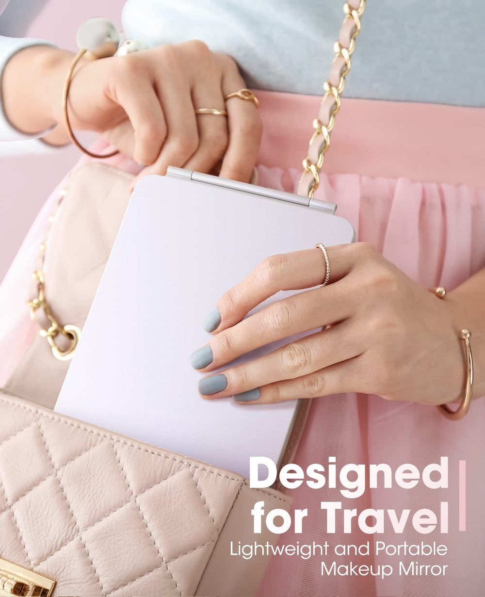 Travel Mirror with Light, Folding Travel Mirror Led Lighted Makeup Mirror
