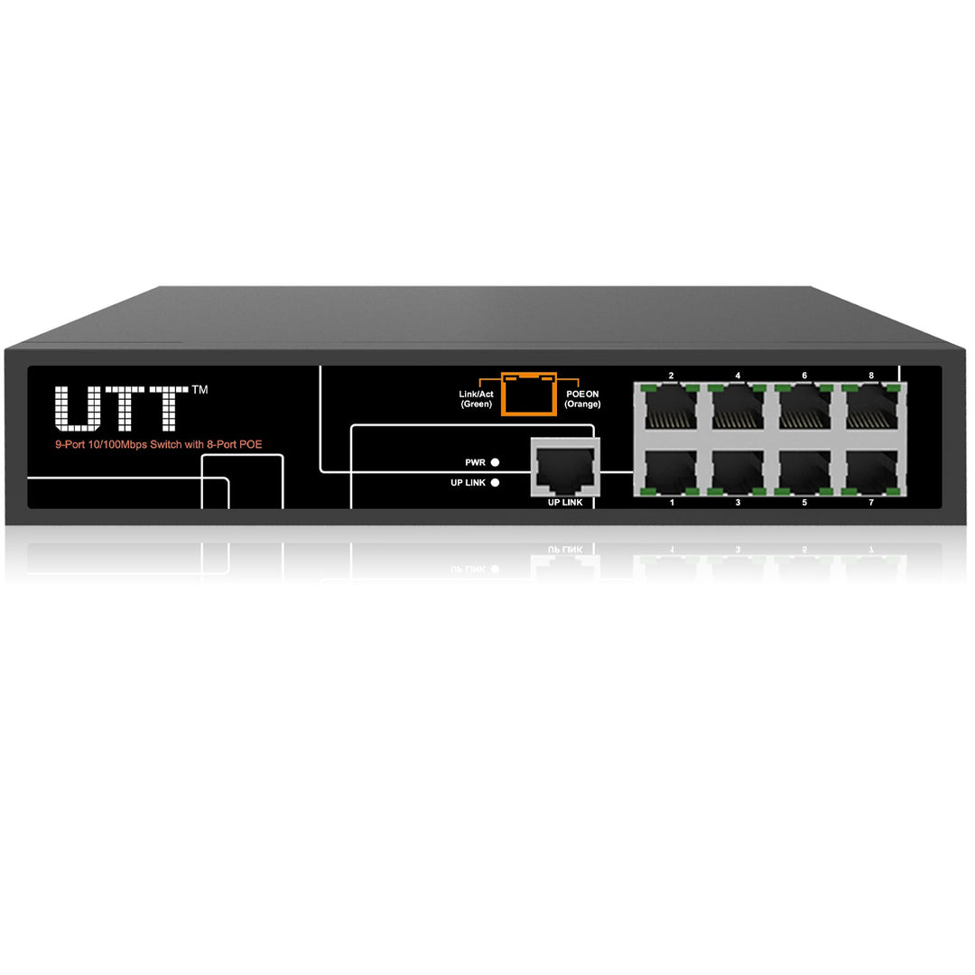 S1081P Unmanaged PoE Switch with (8 PoE Ports | 1 Ethernet Uplink Port) – 120W– 802.3af/at – for IP Camera & AP