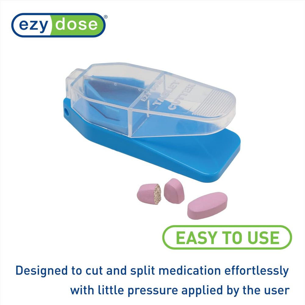 Pill Cutter and Splitter, Cuts Pills, Vitamins, Tablets, Stainless Steel Blade, Travel Sized, Safely Cut Pills and Vitamins, Easy to Use, Color May Vary, BPA Free