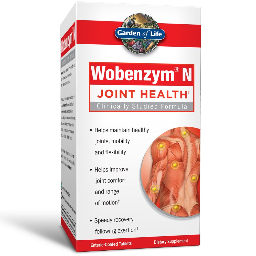 Garden of Life Joint Supplement for Men and Women - Wobenzym N Systemic Enzymes, Clinically Studied Formula for Healthy Joints, Mobility, Flexibility, Post-Exercise Recovery, Gluten Free, 400 Tablets