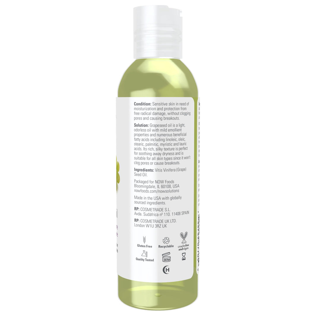 Solutions, Grapeseed Oil, Skin Care for Sensitive Skin, Light Silky Moisturizer for All Skin Types, 4-Ounce
