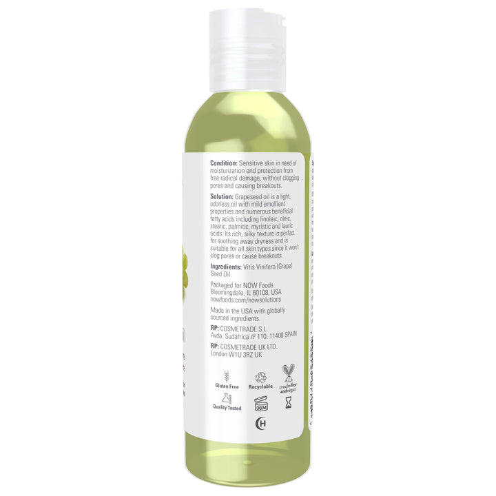 Solutions, Grapeseed Oil, Skin Care for Sensitive Skin, Light Silky Moisturizer for All Skin Types, 4-Ounce