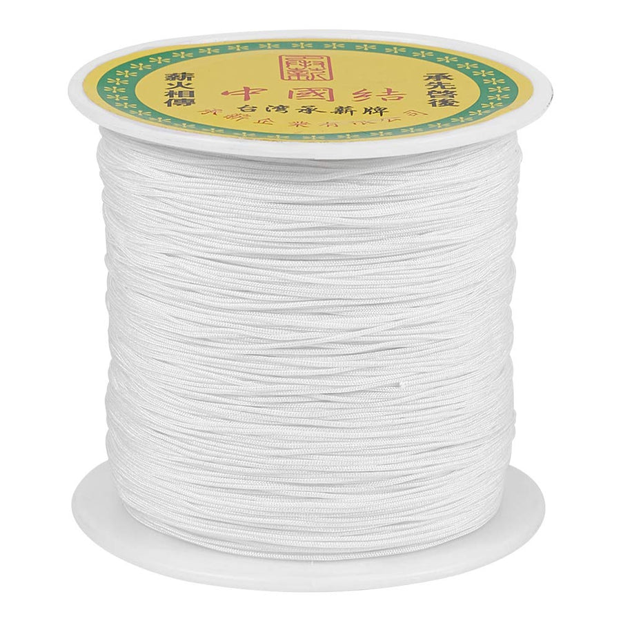 150 Yards White Nylon Beading String Cords 0.5mm Chinese Knotting Cord Braided Nylon Thread Wires for Kumihimo Knotting Wrapping Beading Macrame Bracelet Jewelry Making