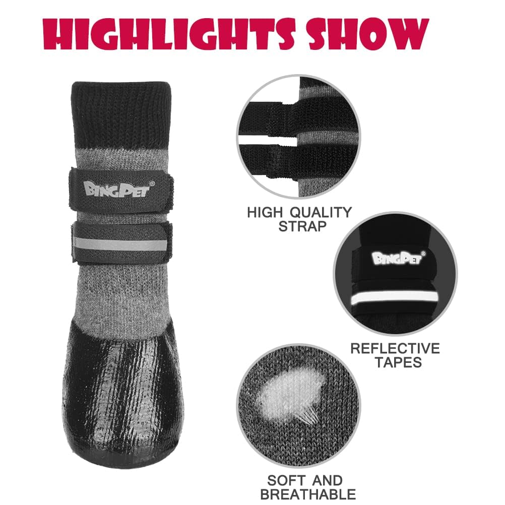 Dog Socks for Hardwood Floors,Outdoor Anti Slip Waterproof Paw Protector,Dog Boots for Hot Pavement for All Season,Dog Grip Socks Prevent Licking for Small Medium Large Old Dogs