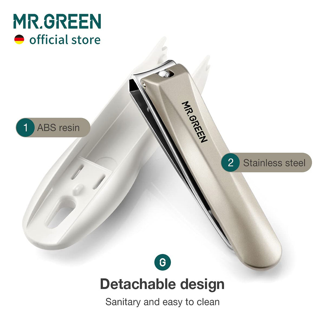 Nail Clippers Anti Splash Fingernail Cutter Stainless Steel Manicure Tools Nail Scissors Detachable Design Nail Trimmer (L+Nano Glass File)