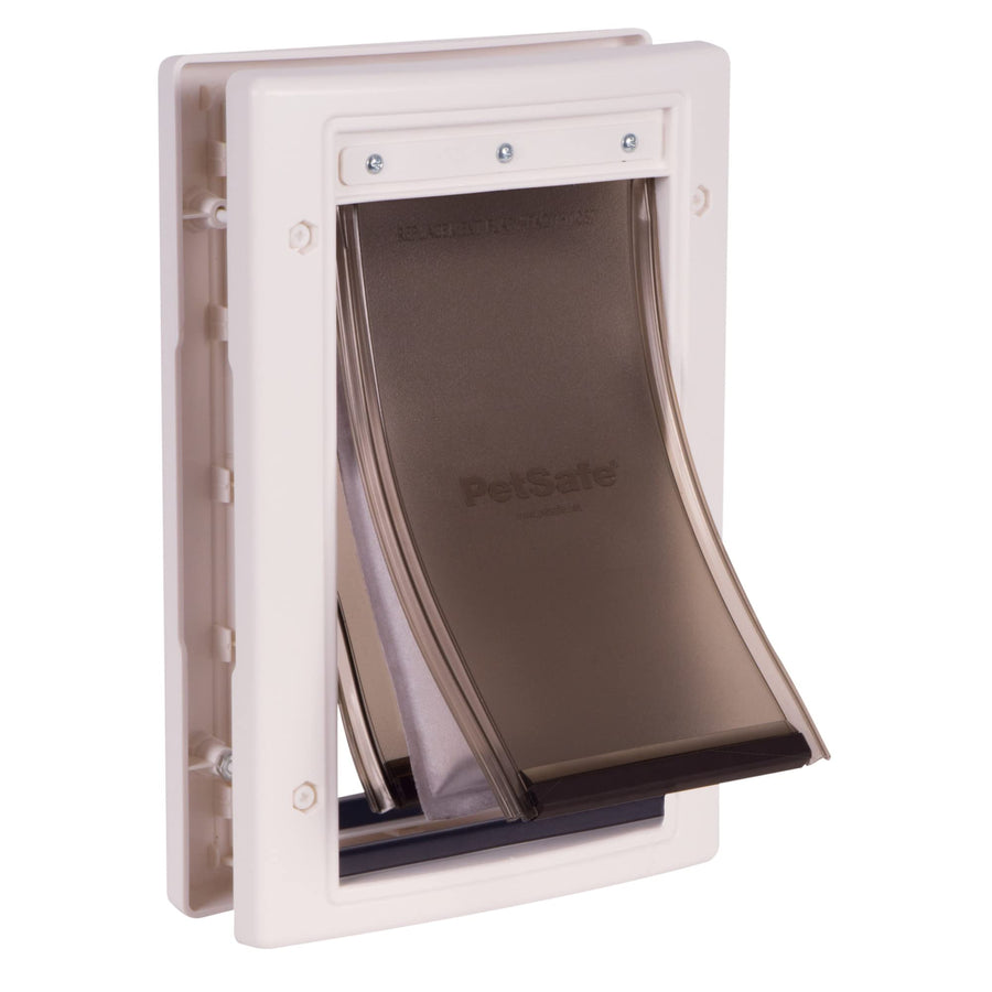 Extreme Weather Small Dog and Cat Door for Exterior Door - Energy Efficient Door for Cats and Dogs – Insulated Flap System – Small - Plastic Frame