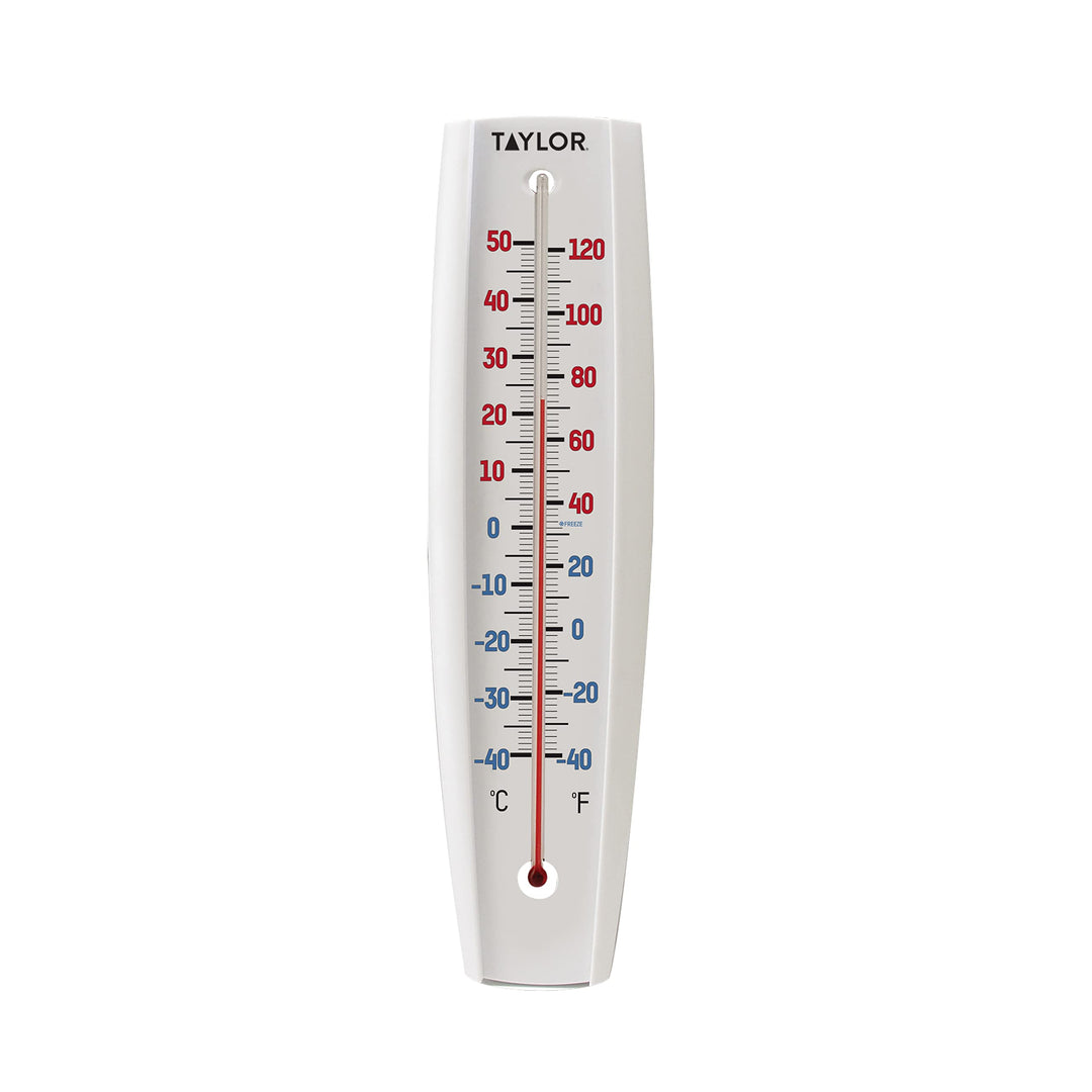 Indoor Outdoor Thermometer - Jumbo Number Wall Thermometer, Wireless Thermometer for Patio, Garden, or Nursery Area, 14.5-inch, White