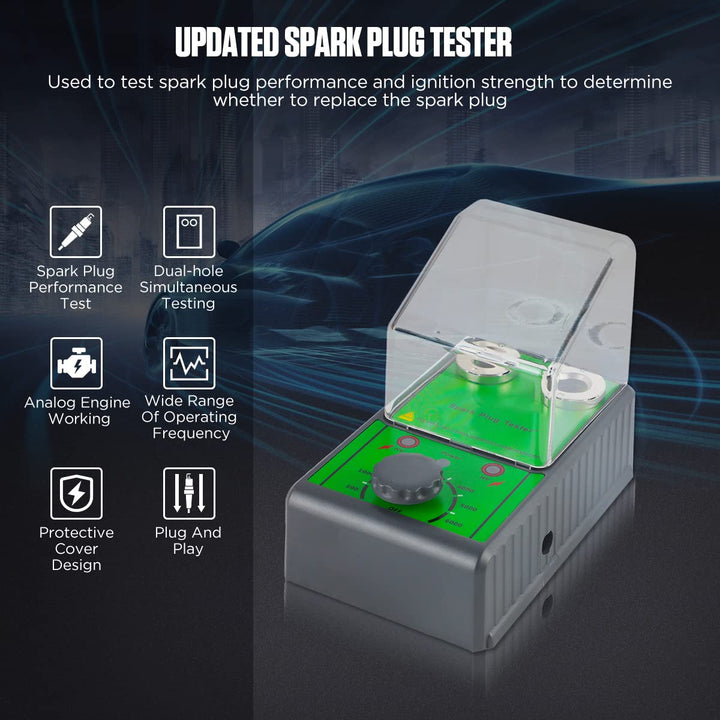 Spark Plug Tester Dual Holes Engine Ignition Coil Tester 0-6000rpm Working Frequency Auto Spark Tester Automotive Spark Plugs Tester Tool for 12V Gasoline Vehicles Motorcycle Car Spark Plug Test Kit