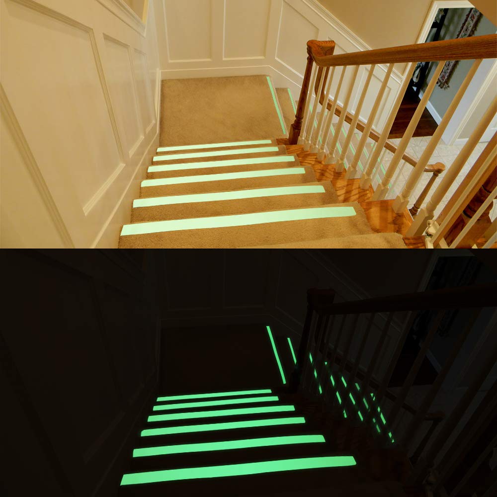 Glow in The Dark Tape 1 in X 15 FT Waterproof photoluminescent/Luminescent Duct Tape Stickers for Halloween Party Clothes, Floor,Steps,Exit Sign