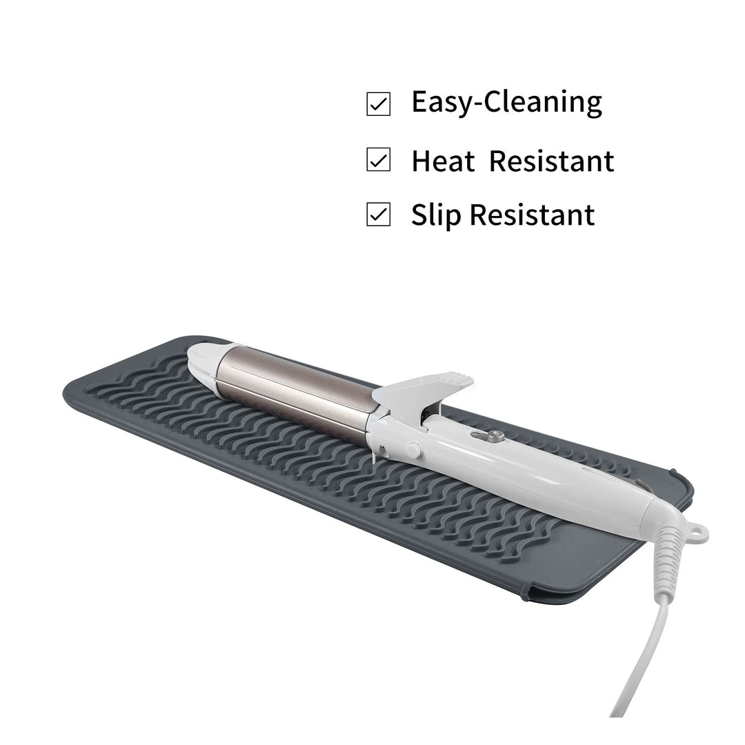 Silicone Heat Resistant Mat for Hair Iron, 11 x 5 inch, Grey, 1 Pack