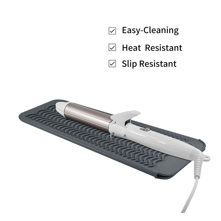 Silicone Heat Resistant Mat for Hair Iron, 11 x 5 inch, Grey, 1 Pack