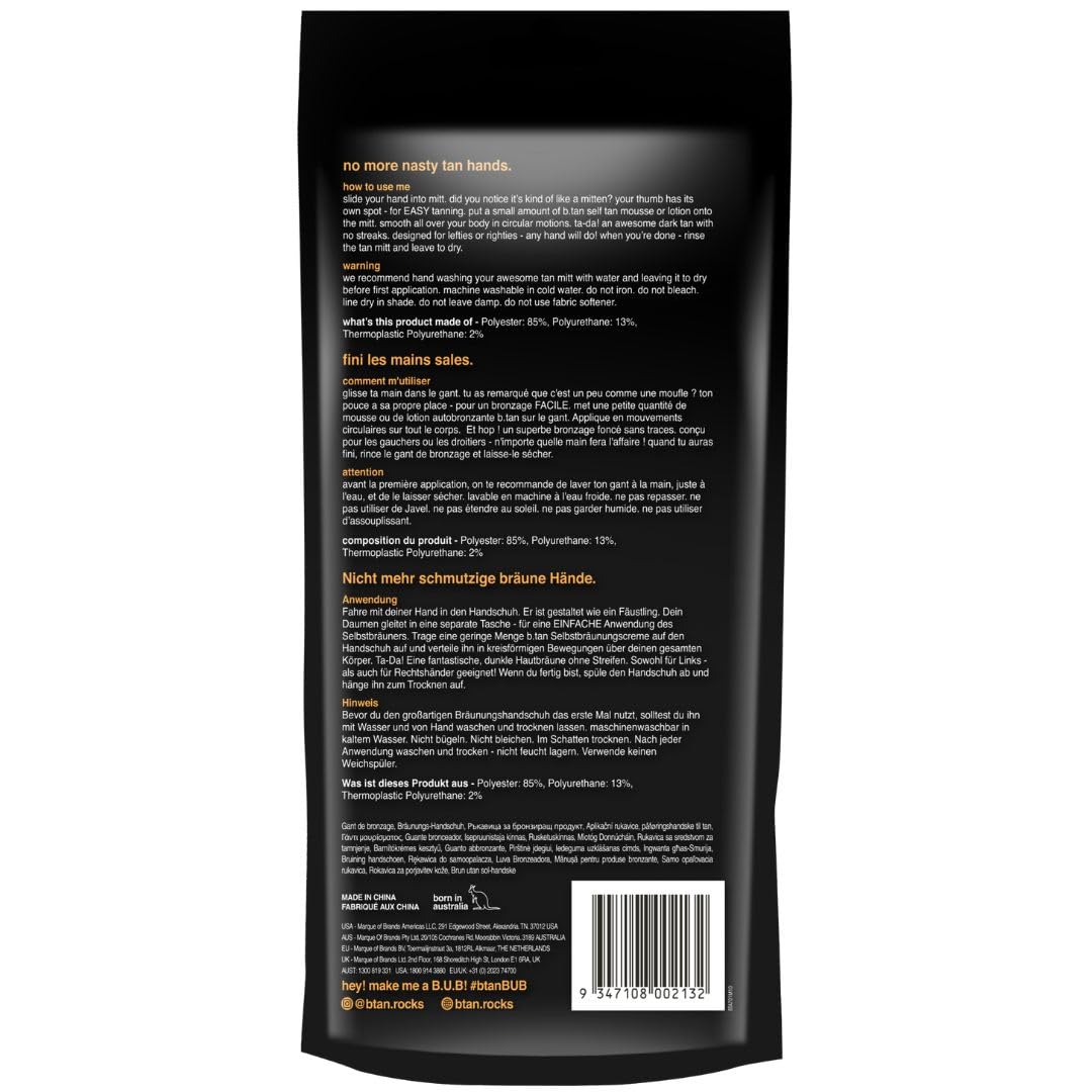 b.tan Tanning Mitt | I Don't Want Tan On My Hands Thumb Self Tanning Mitt Applicator - Evenly Apply Self Tanner Glove for a Natural, Streak-Free Bronzed Glow, For Fake Tan, Sunless Tan & Spray Tan
