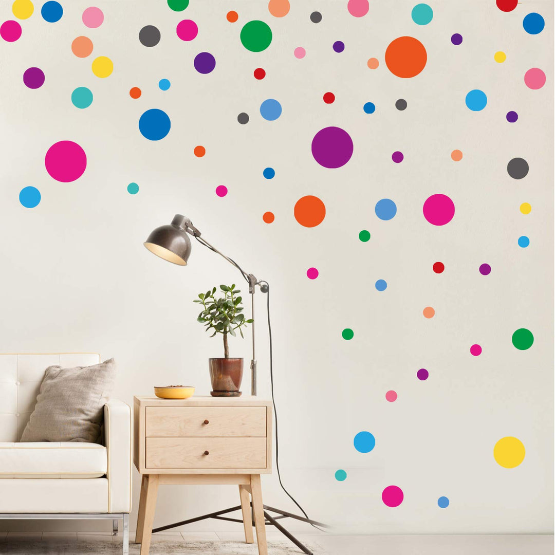 Wall Stickers for Bedroom Living Room, Polka Dot Wall Decals for Kids Boys and Girls (130 Circles)
